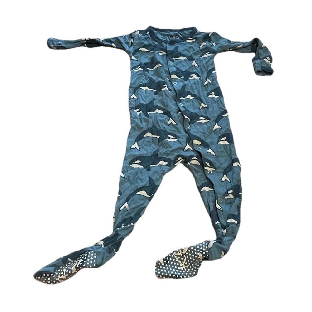Kickee Pants Bamboo Blue Whale Print Footie‎ Size 18-24m H76